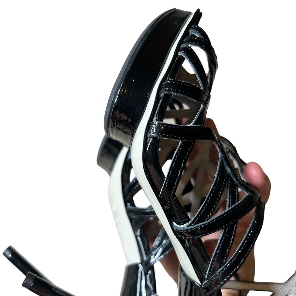 Jason Wu Black Patent Leather Strappy Stiletto Heel Sandal Made in Italy 6.5 - Picture 10 of 16